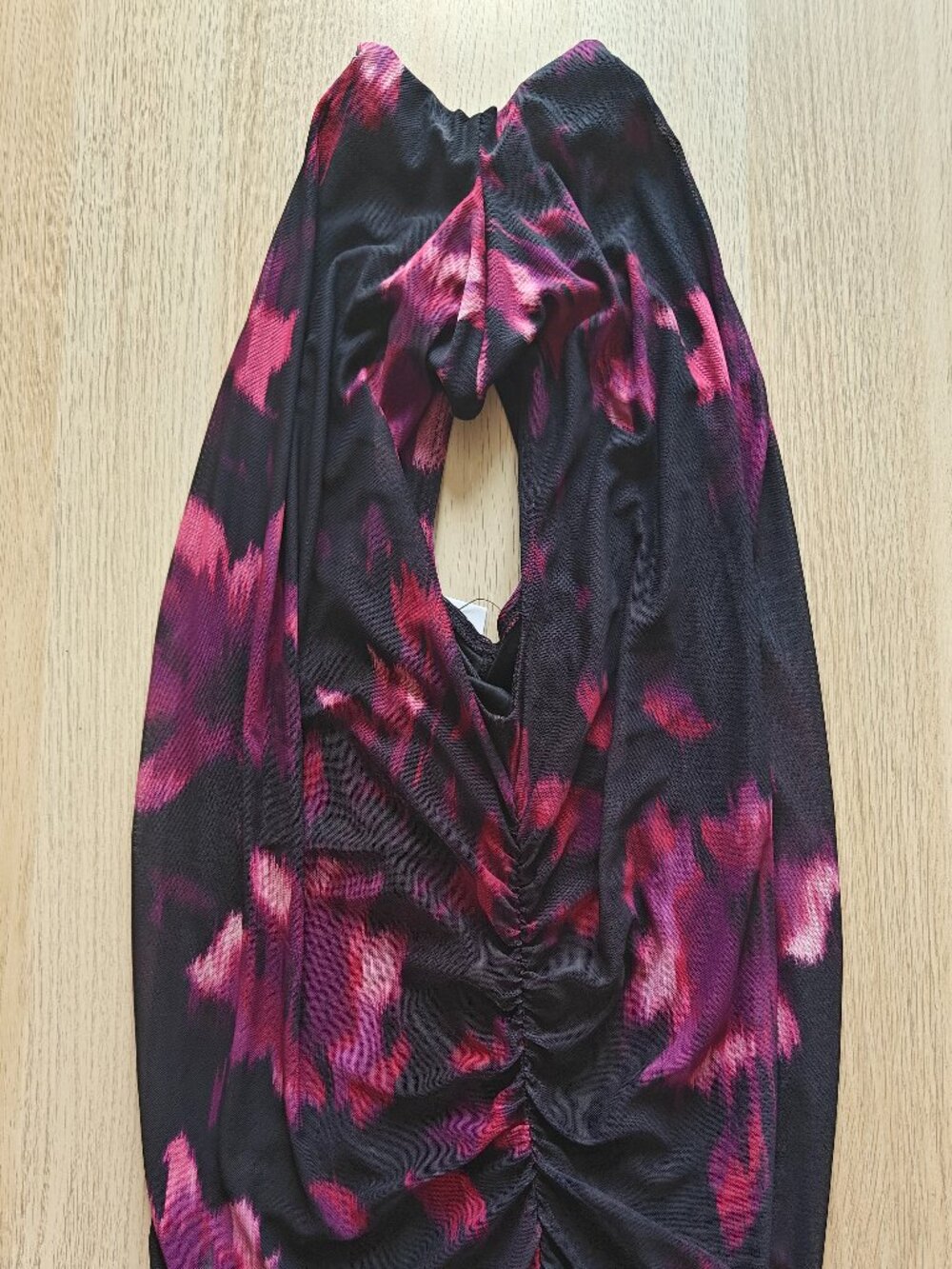 CALVIN KLEIN FLORAL-PRINT RUCHED BLOUSE (SIZE LARGE) - Picture 8 of 8